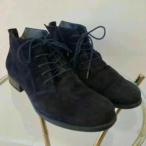PAUL GREEN Navy Suede Lace Up  Boots